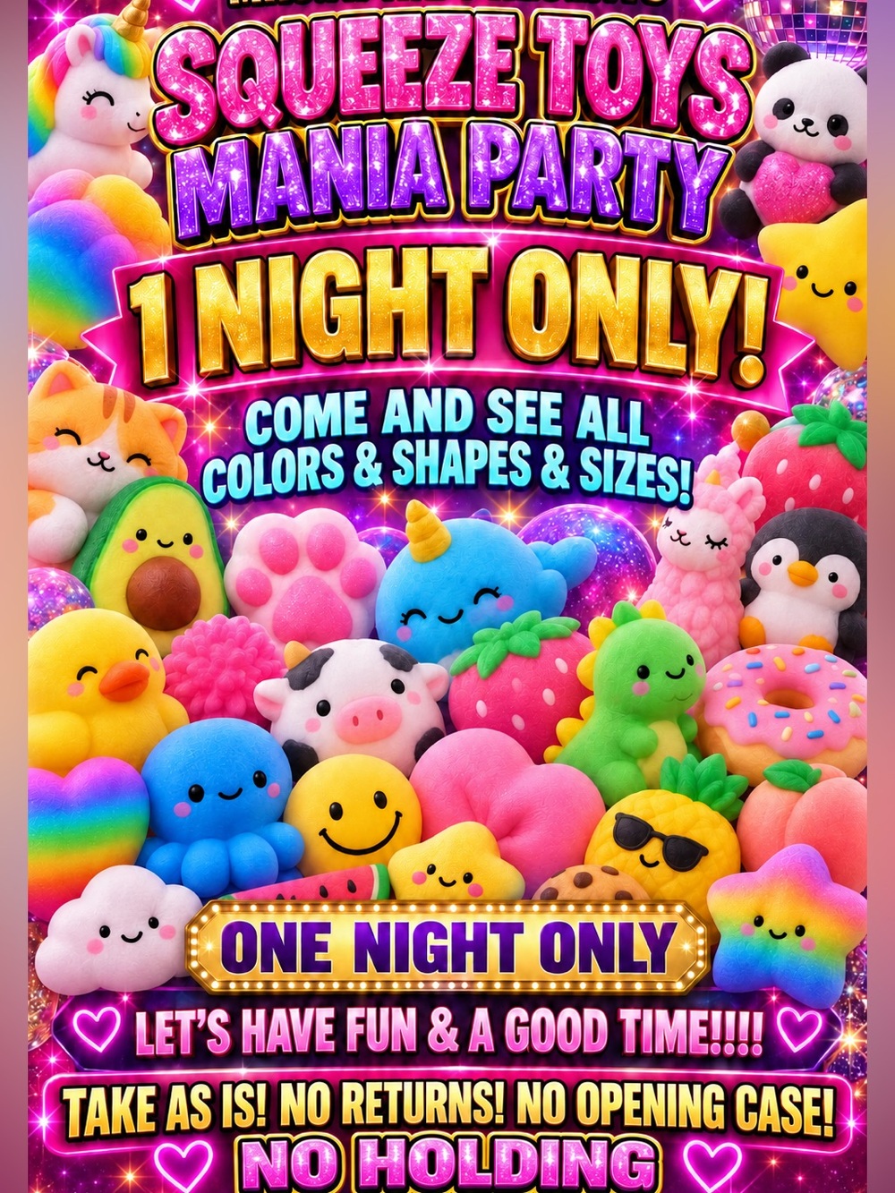 Colorful Squeeze Toys Party Pack - Assorted Rainbow Plush Stress Toys